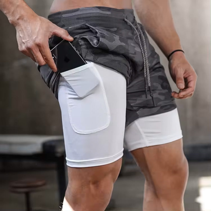 2 in 1 Workout Gym Shorts with Mesh